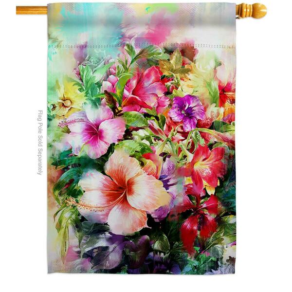 Gardencontrol Bright Hibiscus Summertime Tropical 28 x 40 in. Double-Sided Vertical House Flags GA4061209
